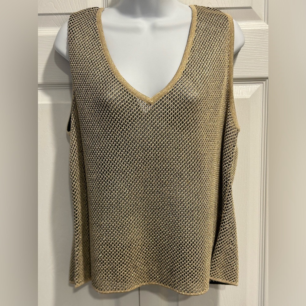St John Sport Gold Mesh Sleeveless Top